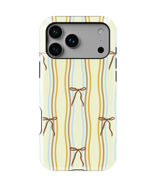 Pastel Bow Stripes Phone Case.