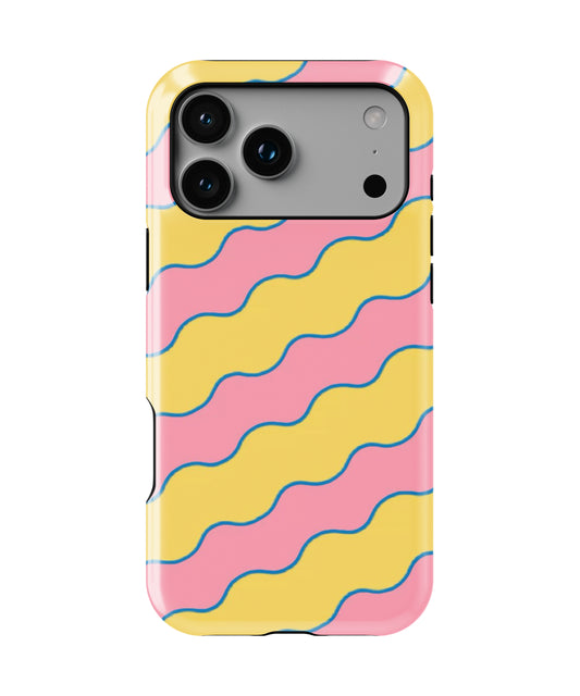 Pink Yellow Waves Phone Case.