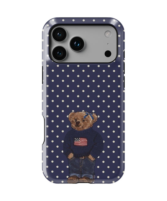 Navy Teddy Phone Case.